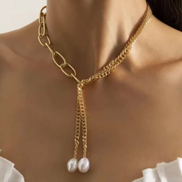 Fashion Hip Hop Long Imitated Pearl Pendant Tassel Necklace For Women Boho - Picture 5 of 6